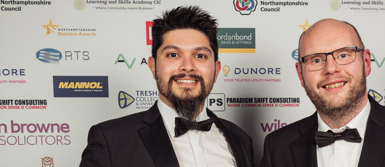 David McClatchey Receiving Business of the Year award from Northants Chamber of Commerce on behalf of Accommodation Concern